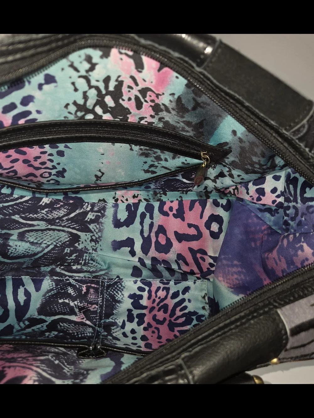 Sharif Black And Grey Patchwork Leather Tote Bag